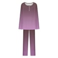 thumbnail image 7 of 2 Piece Running Outfits Set Women Plus Size Pajama Set Long Sleeve Nightwear Round Buttoned Necks Sleepwear Loungewear Set Trendy Sweatsuit S-163 Wine 3XL, 7 of 7