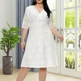 thumbnail image 4 of Gspmoly Robe pour Femmes, Robe Aguichant de Mode en Dentelle à Col en V pour Femmes Grande Taille avec Robe à Manches Mi-Longues, Robes de Soirée pour Femmes jusqu'à 60 % de Rabais, 4 of 7