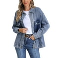 thumbnail image 1 of Chaquetas de mezclilla INSPIRE CHIC para mujeres, con botones, de manga larga, decoradas con cuentas, chaquetas de camionero de moda, 1 of 6