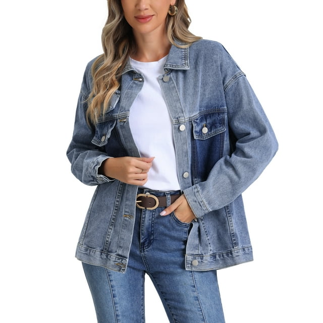 Chaquetas de mezclilla INSPIRE CHIC para mujeres, con botones, de manga larga, decoradas con cuentas, chaquetas de camionero de moda