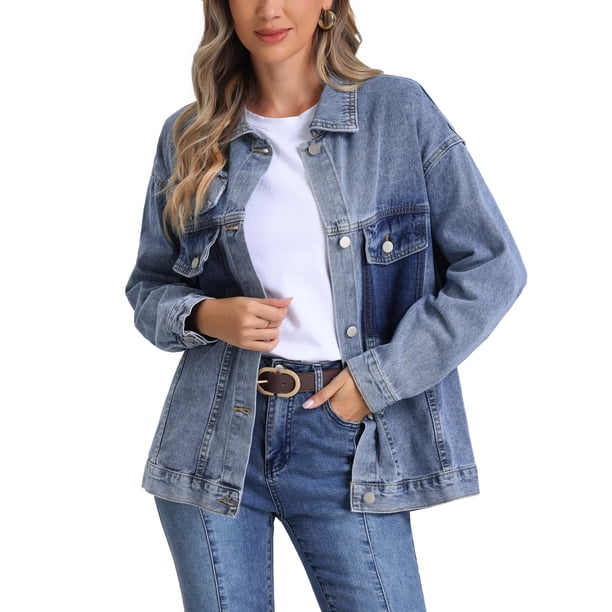 Chaquetas de mezclilla INSPIRE CHIC para mujeres, con botones, de manga larga, decoradas con cuentas, chaquetas de camionero de moda