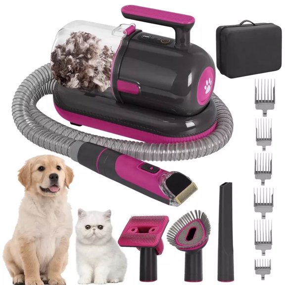 Pet Grooming Vacuum for Dogs & Cats, 99% Hair Suction, Dog Hair Vacuum for Shedding with 5 Tools for Shedding, Low Noise, 1.5L Cat Grooming Vacuum Cleaner, Includes Storage Bag