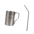 thumbnail image 1 of Taza de camping de 350 ml, recipiente multifuncional de acero inoxidable para café o leche. gris con paja, 1 of 9