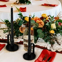 PAMINGONO Pillar Candles Holder Iron Candle Holders Black 2 Pcs for Homeowners and Event Planners