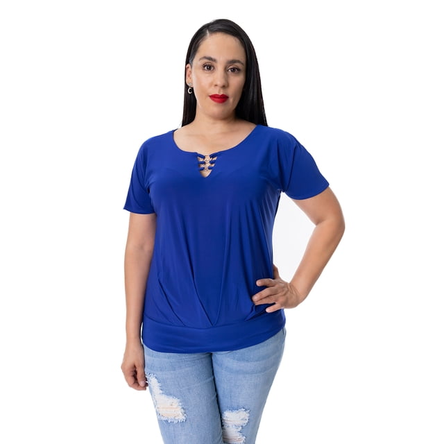 Blusa Bocarosa lisa de manga corta tipo mariposa. BOCAROSA Ma003/blusa/manga tipo mariposa