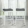 thumbnail image 3 of Gymax Set of 2 Nailhead Saddle Bar Stools 29'' Pub Chairs with Rubber Wood Legs White, 3 of 9