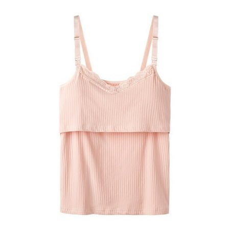 Pretty Comy Womens Nursing Tank Tops Built in Bra for Breastfeeding Maternity Camisole