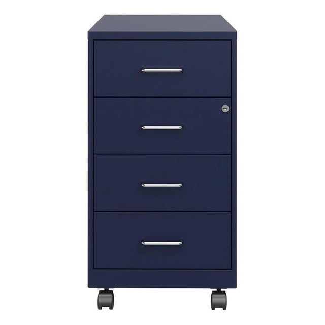 Pemberly Row 18"D 4 Drawer Metal Mobile Filing Cabinet Organizer-Locking-Navy