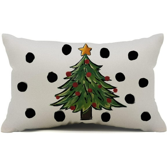 Christmas tree pillow covers 12x20 inch watercolor dots lumbar pillow covers Outdoor pillowcase for home decor