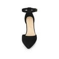 thumbnail image 6 of BLISSFUL STEP Women's Ankle Strap Pumps Pointed Toe High Block Heel Faux Suede Dress Shoes Black 7, 6 of 7