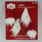 Holiday Time Red and White Fleece Gnome Christmas Mini Ornaments, 4 Count