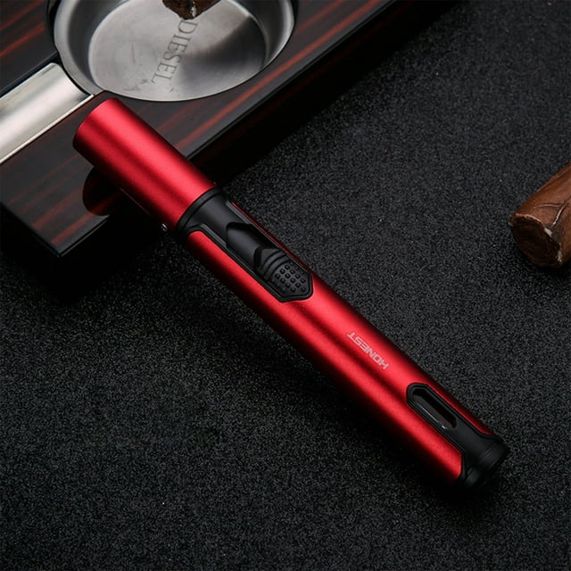 Openpig Torch Lighter Windproof Jet Flame Lighter, Refillable Butane Long Pen Shape Lighters with Gas Window, Versatile Kitchen Outdoor Candle Baking BBQ