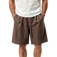 thumbnail image 2 of Yaoyar Wide Leg Linen Shorts for Men Elastic High Waisted Pleated Loose Casual Comfy Shorts, 2 of 7