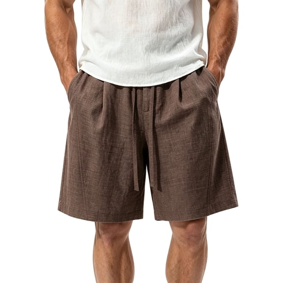 ZToonmas Men's Linen Style Loose Fit Shorts Elastic Waist Casual Walk Shorts Lightweight Summer 5-Inch Chino Shorts