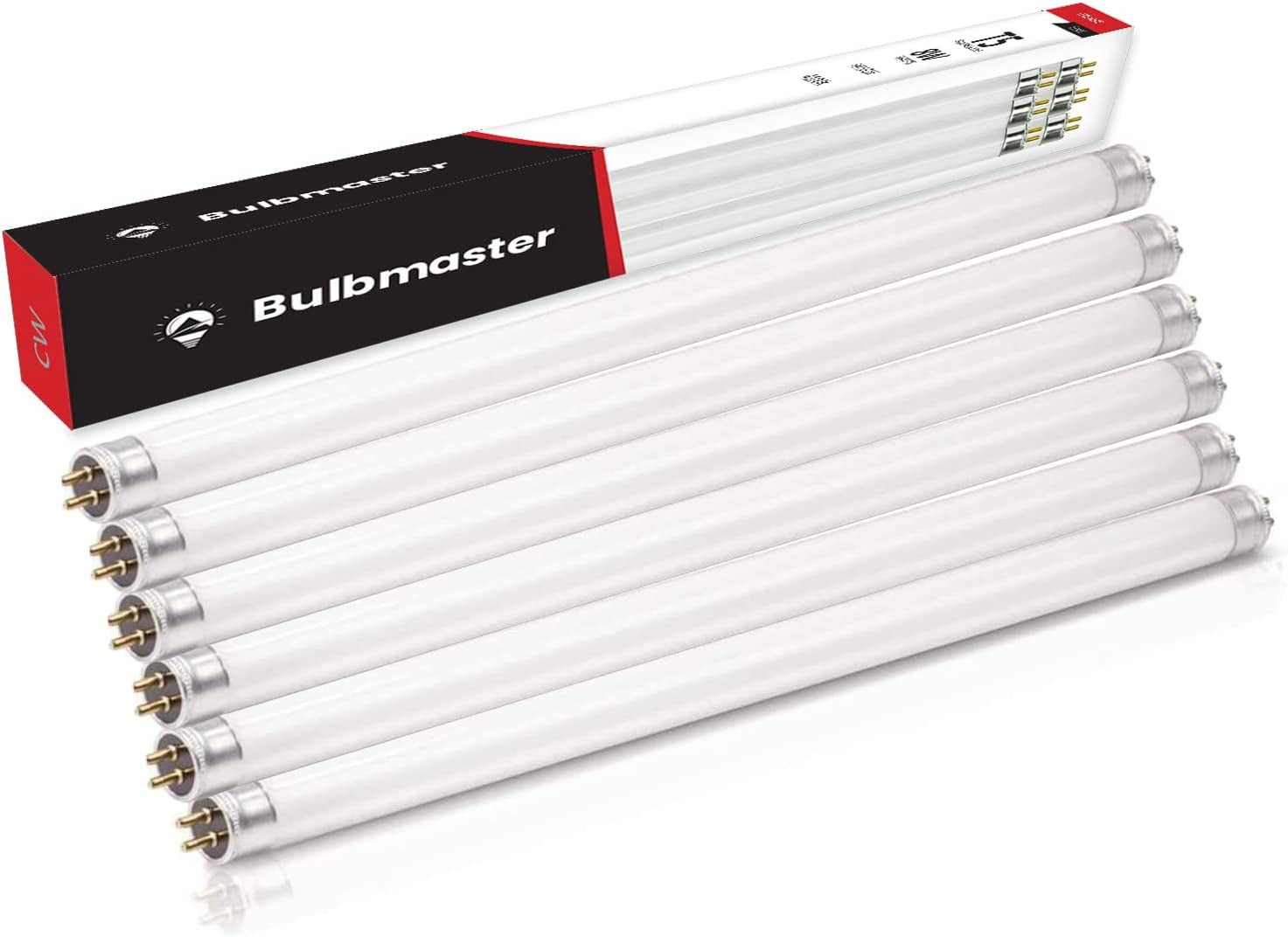 JJEAN-F8T5/WW 8 Watts 3000K Fluorescent Tube Bi Pin Light Bulbs Warm White 12\u201d Linear T5 380 Lumens 120 Volts -Under The Counter Professional Grade Fluorescent Lamp Pack of 6