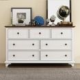 thumbnail image 3 of Gzxs Modern Dresser with 7 Drawers, Wooden Storage Dresser for Bedroom Living Room, White+Walnut, 3 of 8