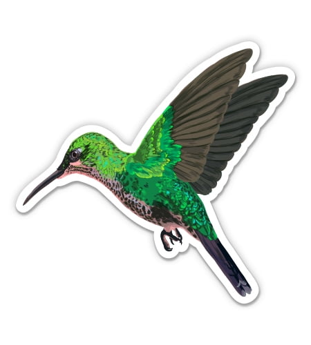 Holographic Die-cut Stickers featuring colorful humming bird artwork print