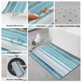 thumbnail image 6 of Teal Nordic Style Stripes Bath Mat 3 Piece Bathroom Rug Set, Turquoise Texture Non Slip Bath Rug Contour Mat and Toilet Lid Cover, Absorbent Shower Mats Soft Bath Rugs and Mats Sets, 6 of 8