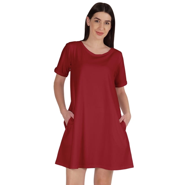 Inkmeso Robe Balançoire avec Poches Robe-chemise en Coton d'Été pour Femmes