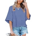 thumbnail image 2 of Camiseta holgada de manga 3/4, linda camiseta informal de verano para mujer, transpirable para fiestas! Demonsen None, 2 of 5