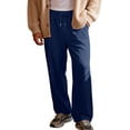 thumbnail image 7 of Mens Lightweight Baggy Sweatpants Straight Leg Open Bottom Thin Drawstring Lounge Pants with Pockets Blue 2XL, 7 of 7