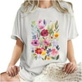 thumbnail image 7 of Sakmal Women'S Tops Short Sleeve White Crew Neck Loose Fit Graphic Tunic Womens Blouses, 7 of 7
