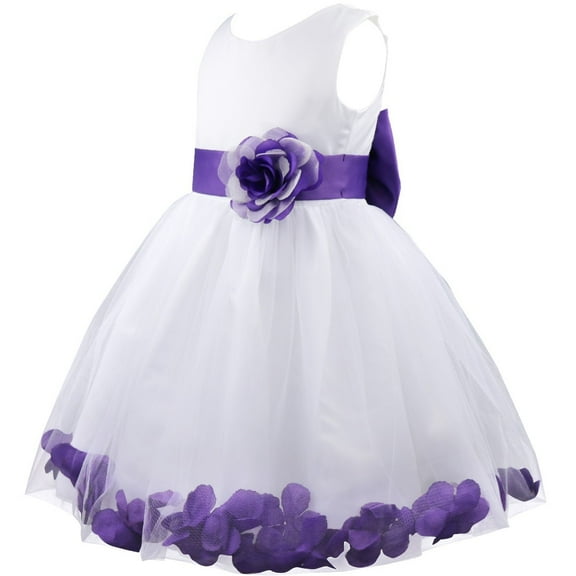 inhzoy Kids Flower Girls Wedding Party Petals Tulle Dress