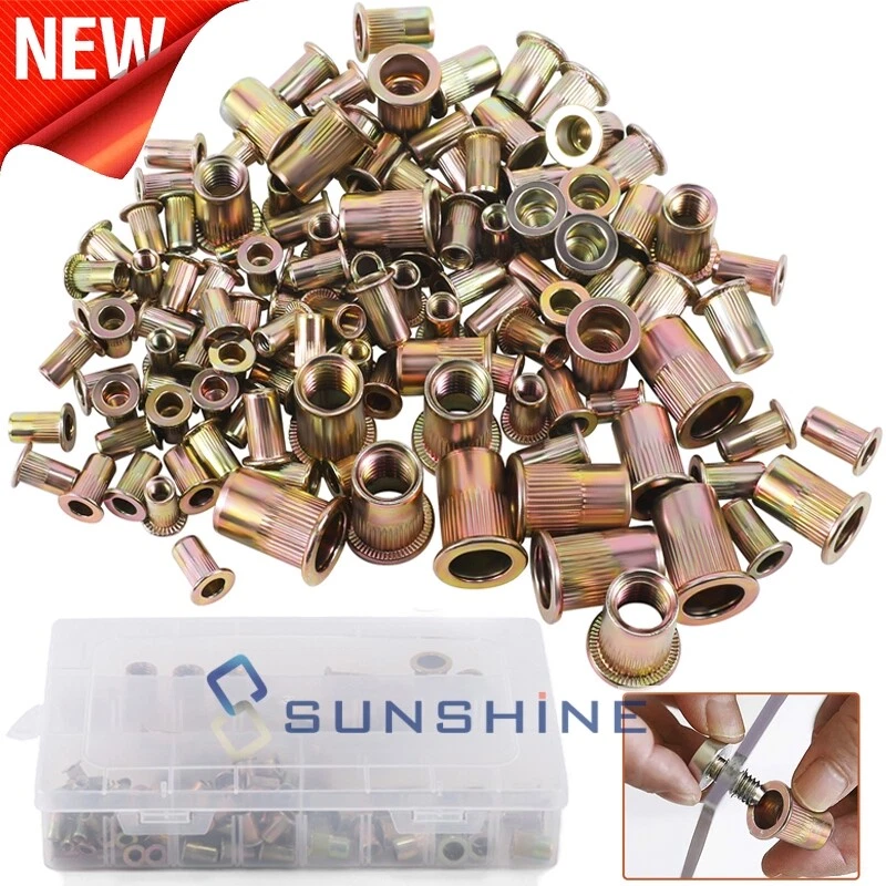 CIRCLE- 120Pcs M3/M4/M5/M6/M8/M10 Zinc Steel Rivet Nut Kit Rivnut Nutsert Assort Metric