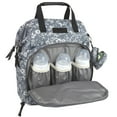 thumbnail image 2 of Baby Essentials Super Cooler Main Frame Dual Zipper Closure Diaper Bag Backpack Tote with Matching Changing Pad, Insulated Bottle Pockets, Stroller Straps and Pacifier Pouch in Grey Floral, 2 of 6