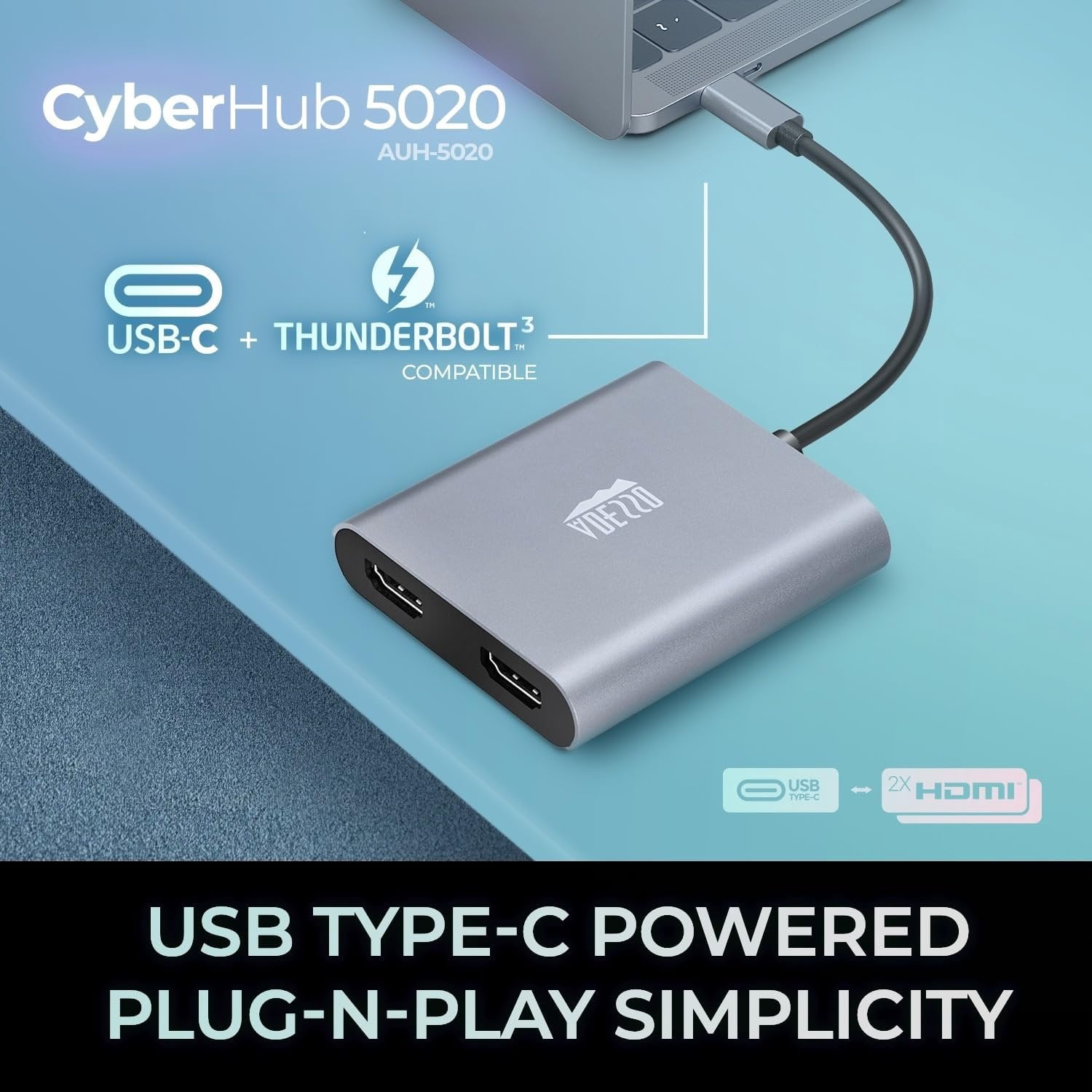 Adesso USB C to Dual HDMI Adapter, Compact and Portable USB C Adapter, Supports 4K60Hz and Dual 2K/1080P60Hz, for MacBook/Lenovo Yoga/Thinkpad, XPS, and More