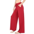 thumbnail image 4 of Womens & Plus Comfy Stretch Solid Drawstring Wide Leg Lounge Pants (Black, S), 4 of 4