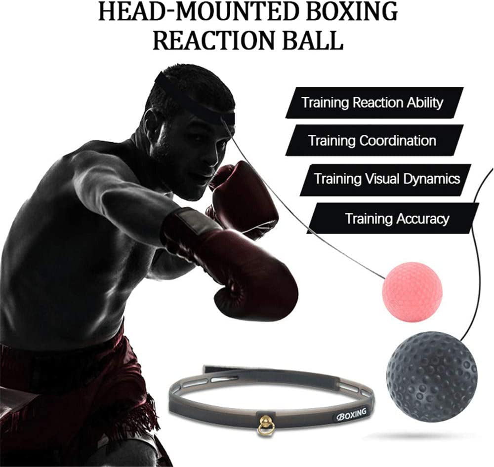 Boxing Reflex Ball Reaction Ball on String with Headband Suspension for Training Speed Improve Punch Focus Exercise 