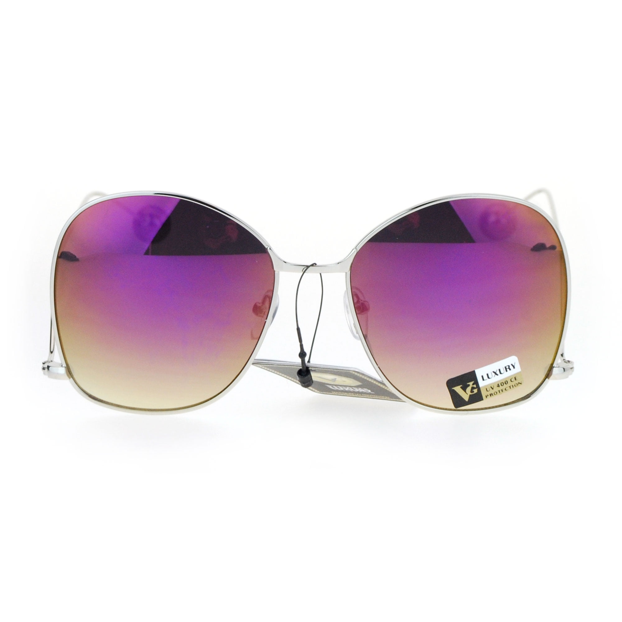 Womens Drop Temple Swan Arm Thin Metal Butterfly Sunglasses