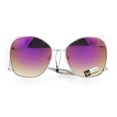 thumbnail image 2 of Womens Drop Temple Swan Arm Thin Metal Butterfly Sunglasses Silver Purple, 2 of 3