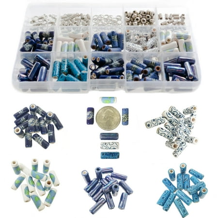Porcelain White Necklace (150 PCs Porcelain Ceramic Beads for Jewelry Making DIY Kit with 5 Meters Genuine Greek Leather Cord, Free Leather)