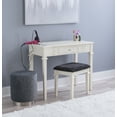 thumbnail image 6 of Linon Eakins 3-Piece Vanity Desk, Mirror and Bench Set, White Finish with Black Velvet Fabric, 6 of 24