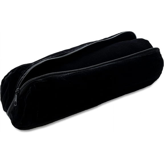 Novel Box Black Velvet Faux Leather Bangle/Watch Roll 12.25x3x3 Inches with Matching Zipper Pouch