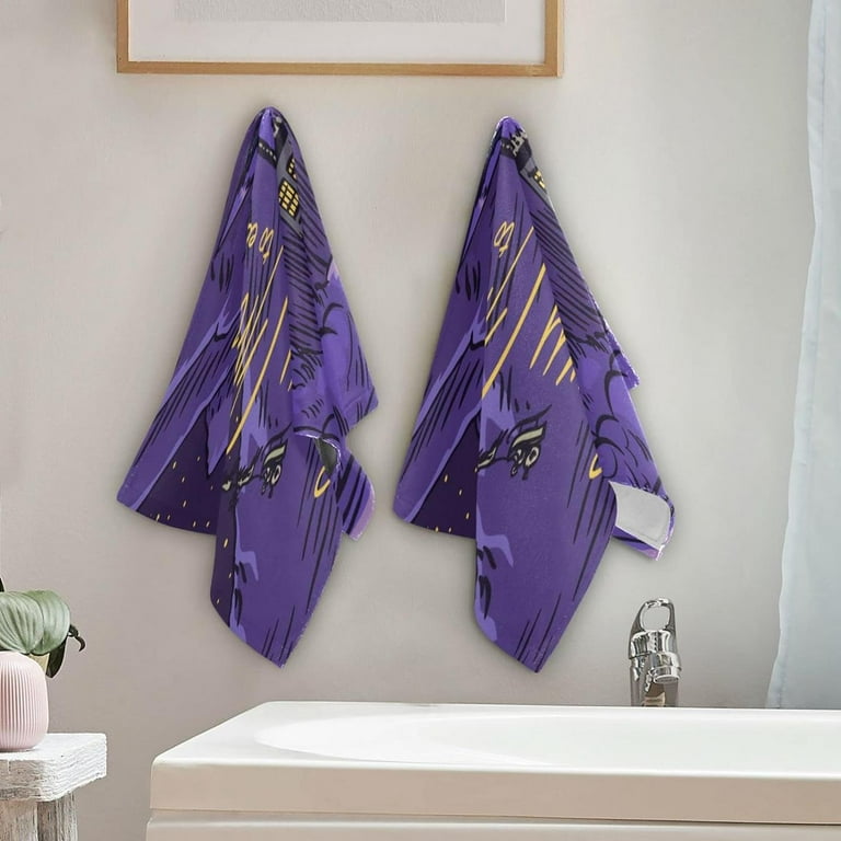 Purple Christmas Castle Hand Towels 2 PCS Winter Landscape