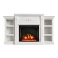 thumbnail image 3 of Modern Fireplace TV Console, 70" TV Stand w/ 28" Electric Fireplace, 6 Open Shelves Cabinet for Living Room, White, 3 of 8