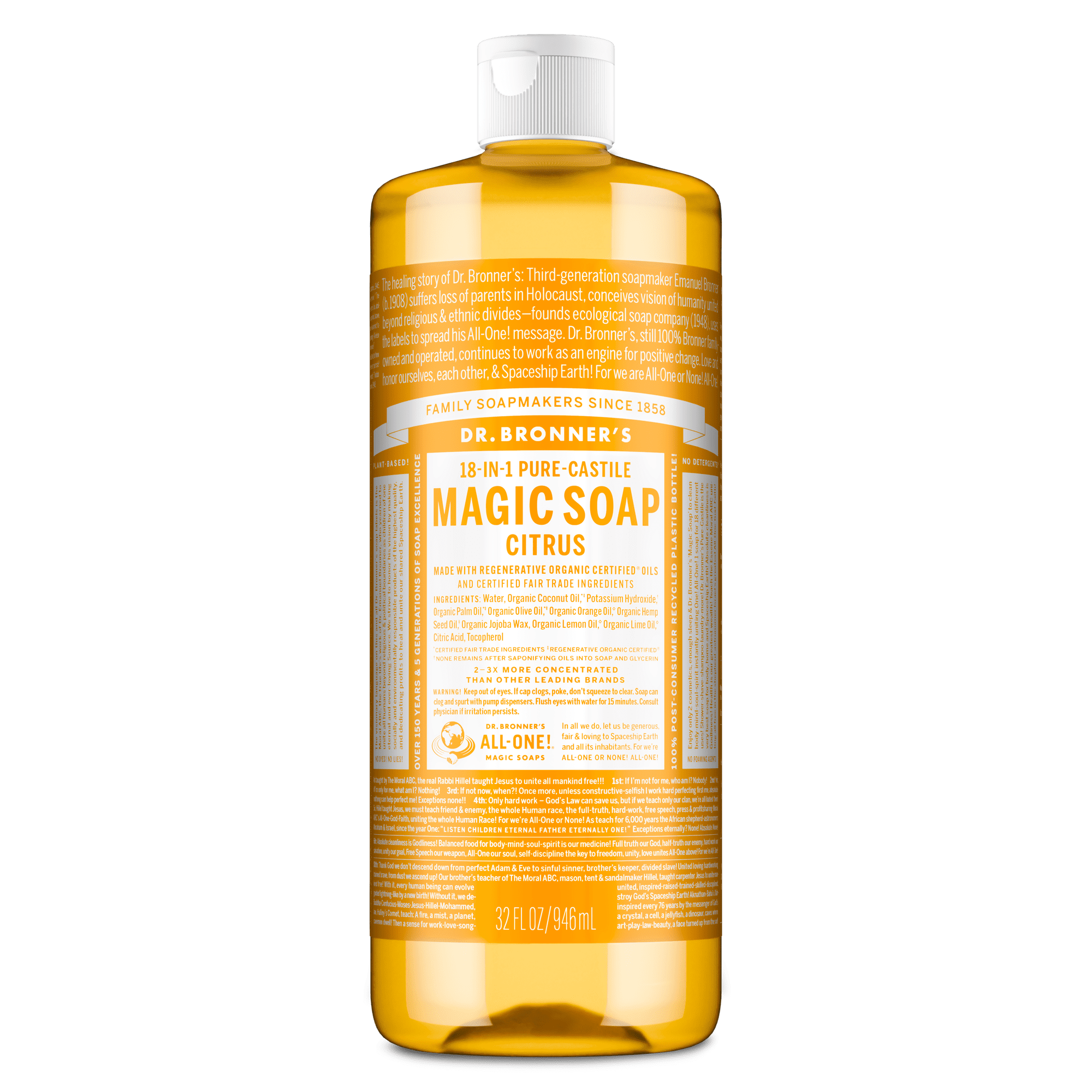 Dr.Bronner's Magic Soap, Citrus, Pure-Castile Body Wash Liquid Soap, 32 fl oz
