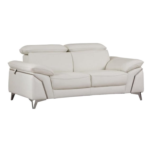 Titan Furnishings Modern Genuine Italian Leather Loveseat in White