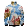 thumbnail image 3 of Nueva chaqueta con cuello alto y cremallera con estampado digital 3D de teñido anudado para hombre y mujer, chaquetas de manga larga, ropa de calle cómoda, abrigos económicos para hombre, 3 of 5