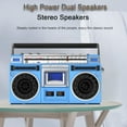 thumbnail image 4 of Boombox à Cassette Bluetooth Portable, Lecteur de Cassettes CD, Boombox Bluetooth Rétro des Années 80, Prise en Charge de l'Entrée SD/USB, avec Radio AM/FM, Enregistreur de Cassettes pour Réunions de Famille, Voyage, Danse de Rue, Bleu, 4 of 8