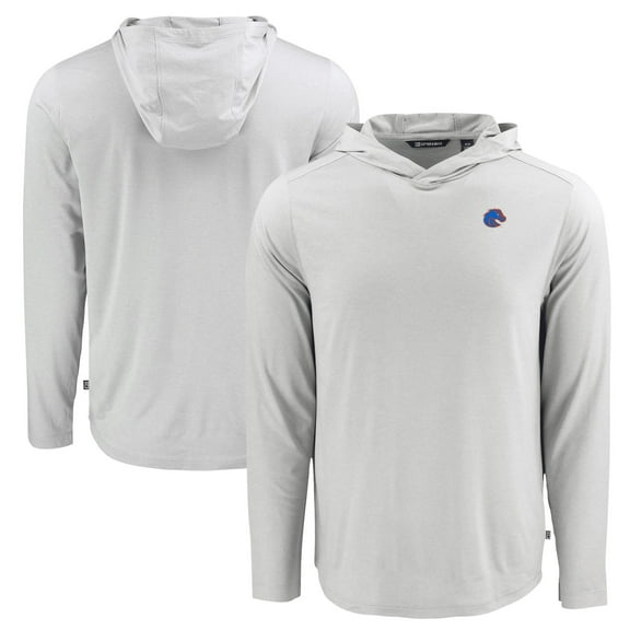 Men's Cutter & Buck Gray Boise State Broncos Coastline Epic Comfort Eco Recycled Long Sleeve Hoodie T-Shirt