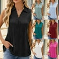 thumbnail image 7 of Lovskoo Knit Summer Tops for Women 2024 Button Down Collared Sleeveless Classic Lapel Solid Color T Shirt Tank Top Lapel Tank Top Pink, 7 of 7