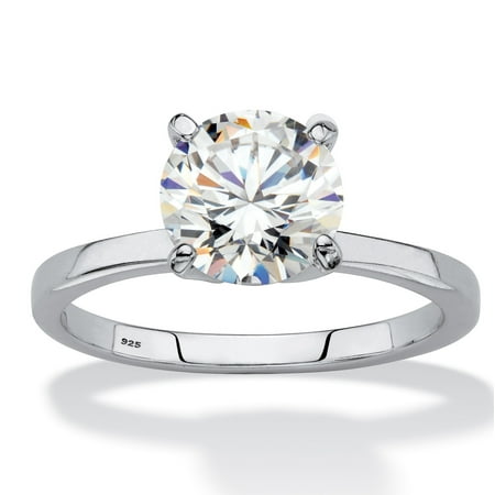 Round Created White Sapphire Solitaire Engagement Ring 2 TCW in Platinum over Sterling