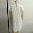thumbnail image 5 of Women's Round Neck Ruffle Short Sleeve Mini Dress, Solid Loose Irregular High Low Hem Casual Swing Short Dress White M(M), 5 of 7