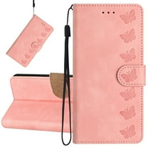 Dteck for Samsung Galaxy S20 Plus Case with Card Holder, [Kickstand][Wrist Strap][Card Holder Slots] Butterfly Floral Embossed PU Leather Flip Cover for Samsung Galaxy S20 /S20 Plus,Pink