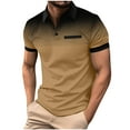 thumbnail image 2 of Fznquz Brown Men Shirts Gradient Polo Short Sleeve Tees Summer Button Mens Shirts L, 2 of 5