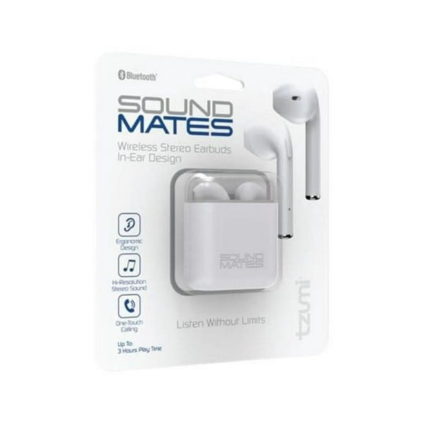 Tzumi  Soundmates Bluetooth Earbuds with Wireless Charging&#44; White